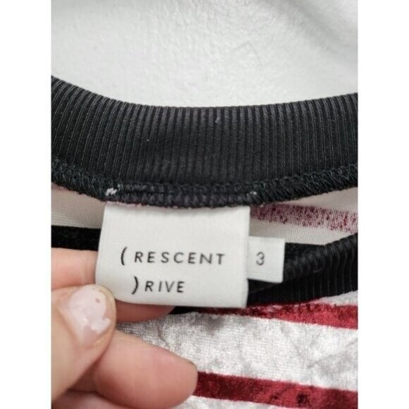 Crescent Drive Womens Velvet Top Size 3X White Red Striped Long Sleeve BOHO - Picture 5 of 9